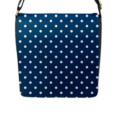 Polka-dots-blue White Flap Closure Messenger Bag (l) by nateshop