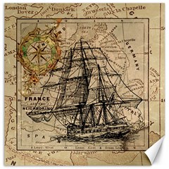 Ship Map Navigation Vintage Canvas 16  X 16 