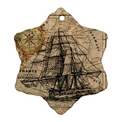 Ship Map Navigation Vintage Snowflake Ornament (two Sides)