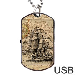 Ship Map Navigation Vintage Dog Tag Usb Flash (one Side)