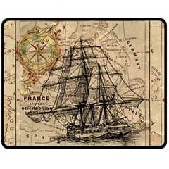 Ship Map Navigation Vintage Double Sided Fleece Blanket (medium)  by Sapixe