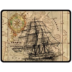 Ship Map Navigation Vintage Double Sided Fleece Blanket (large) 