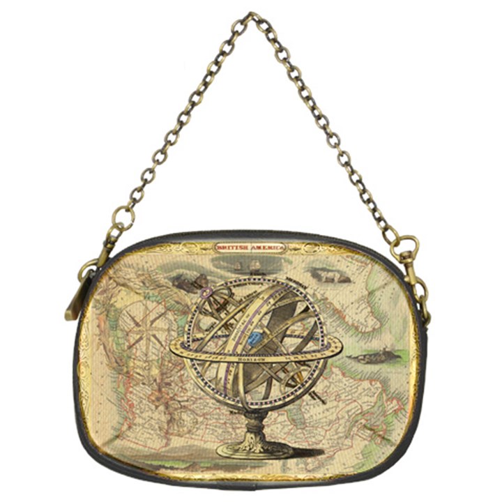 Map Compass Nautical Vintage Chain Purse (Two Sides)