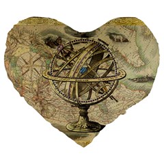 Map Compass Nautical Vintage Large 19  Premium Heart Shape Cushions by Sapixe