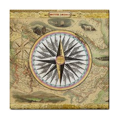 Map Vintage Nautical Collage Tile Coaster