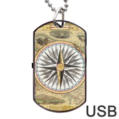 Map Vintage Nautical Collage Dog Tag Usb Flash (two Sides)