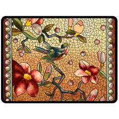 Flower Cubism Mosaic Vintage Fleece Blanket (large) 
