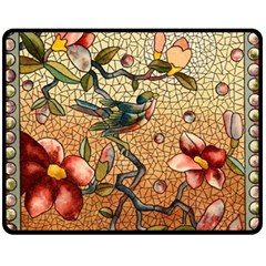 Flower Cubism Mosaic Vintage Fleece Blanket (medium) 