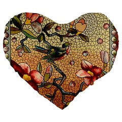 Flower Cubism Mosaic Vintage Large 19  Premium Heart Shape Cushions