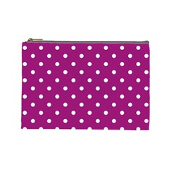 Polka-dots-purple White Cosmetic Bag (large)
