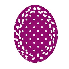 Polka-dots-purple White Ornament (oval Filigree) by nateshop