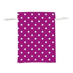 Polka-dots-purple White Lightweight Drawstring Pouch (m) by nateshop