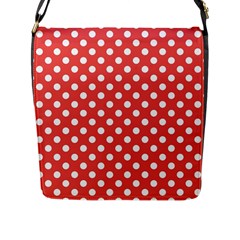 Polka-dots-red White,polkadot Flap Closure Messenger Bag (l) by nateshop