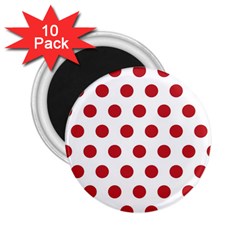 Polka-dots-white Red 2 25  Magnets (10 Pack)  by nateshop