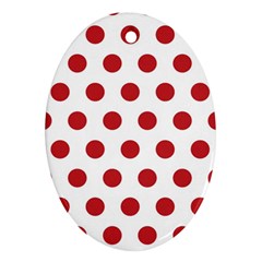 Polka-dots-white Red Oval Ornament (two Sides)