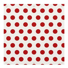 Polka-dots-white Red Banner And Sign 4  X 4  by nateshop