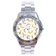 Seamless Stylish Pattern-with-fresh-yellow-bananas-background Stainless Steel Analogue Watch by Wegoenart