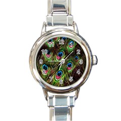 Peacock-army Round Italian Charm Watch