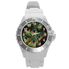 Peacock-army Round Plastic Sport Watch (l) by nateshop