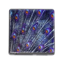 Peacock-feathers-blue Memory Card Reader (square 5 Slot) by nateshop