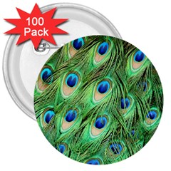 Peacock-green 3  Buttons (100 Pack)  by nateshop