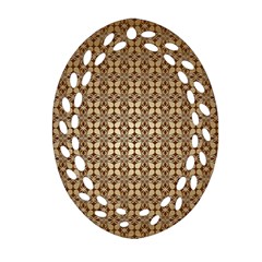 Background-chevron Chocolate Oval Filigree Ornament (two Sides) by nateshop