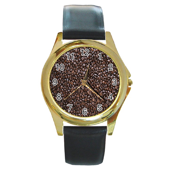 Coffee-beans Round Gold Metal Watch