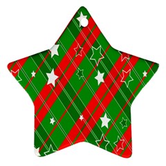 Background-green Red Star Ornament (star) by nateshop
