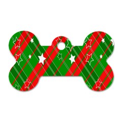 Background-green Red Star Dog Tag Bone (two Sides)