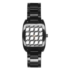 Diagonal-black White Stainless Steel Barrel Watch by nateshop