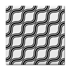 Diagonal-black White Tile Coaster by nateshop