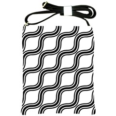 Diagonal-black White Shoulder Sling Bag by nateshop