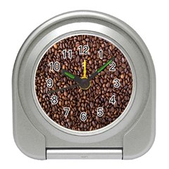 Coffee Beans Food Texture Travel Alarm Clock by artworkshop