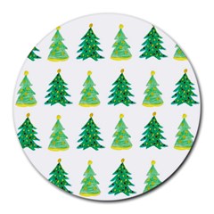 Christmas Trees Watercolor Decoration Round Mousepads