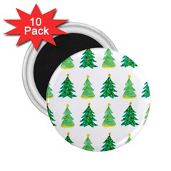 Christmas Trees Watercolor Decoration 2 25  Magnets (10 Pack) 