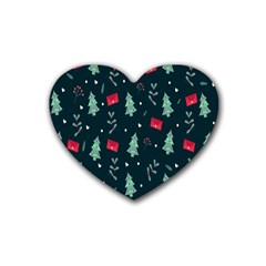 Christmas Pattern Design Rubber Coaster (heart) by artworkshop