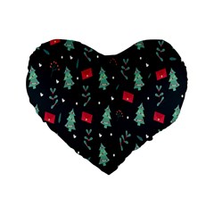 Christmas Pattern Design Standard 16  Premium Flano Heart Shape Cushions