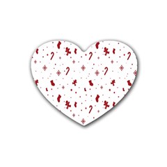 Christmas Background Wrapping Rubber Heart Coaster (4 Pack)