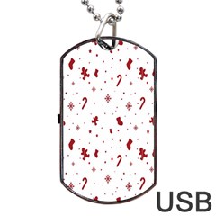 Christmas Background Wrapping Dog Tag Usb Flash (two Sides) by artworkshop