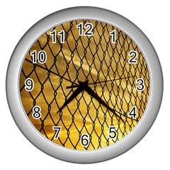 Chain Link Fence  Wall Clock (silver) by artworkshop