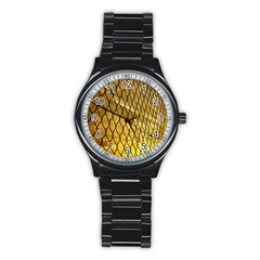 Chain Link Fence  Stainless Steel Round Watch by artworkshop