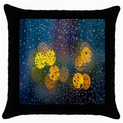 Bokeh Raindrops Window  Throw Pillow Case (black) by artworkshop