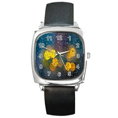 Bokeh Raindrops Window  Square Metal Watch by artworkshop