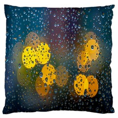 Bokeh Raindrops Window  Large Cushion Case (one Side) by artworkshop