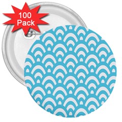  Waves Ocean Blue Texture 3  Buttons (100 Pack)  by artworkshop