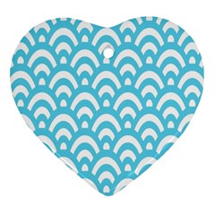  Waves Ocean Blue Texture Heart Ornament (two Sides)