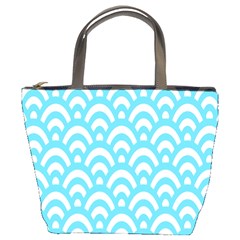  Waves Ocean Blue Texture Bucket Bag by artworkshop