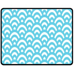  Waves Ocean Blue Texture Fleece Blanket (medium)  by artworkshop