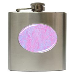  Texture Pink Light Blue Hip Flask (6 oz)