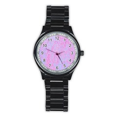  Texture Pink Light Blue Stainless Steel Round Watch